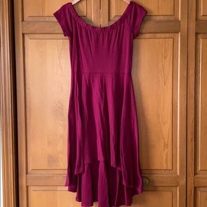 Red Strapless High-Low Dress